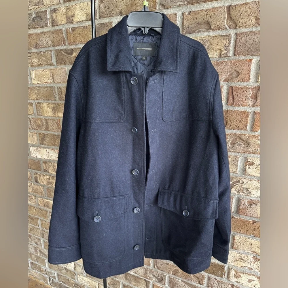 Banana Republic Wool Blend Coat Jacket Men's - DARK NAVY Size L